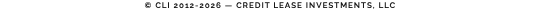 © CLI 2012-2026 — Credit Lease Investments, LLC